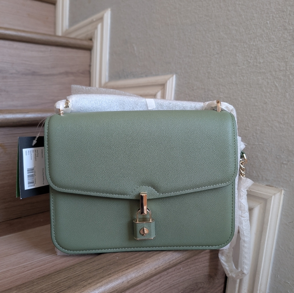NWT Kate Spade KE898 Locket Large Pebbled Leather Flap Shoulder Bag In Romain - Picture 2 of 5